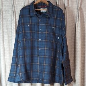 NWT Men's Size 3X Lake & Trail Button Down Performance Flannel Blue & Black